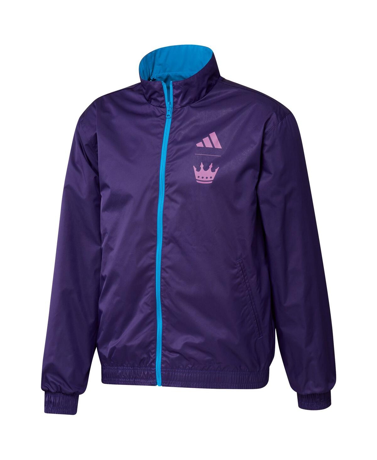 Shop Adidas Originals Men's Adidas Blue, Purple Charlotte Fc 2023 On-field Anthem Full-zip Reversible Team Jacket In Blue,purple
