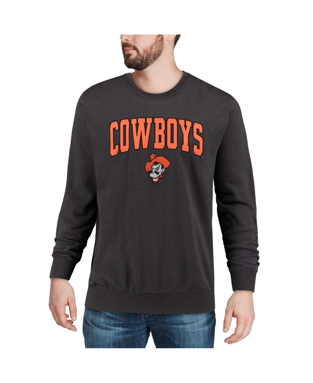 Colosseum Men's Oklahoma State Cowboys Arch And Logo Crew Neck Sweatshirt In White
