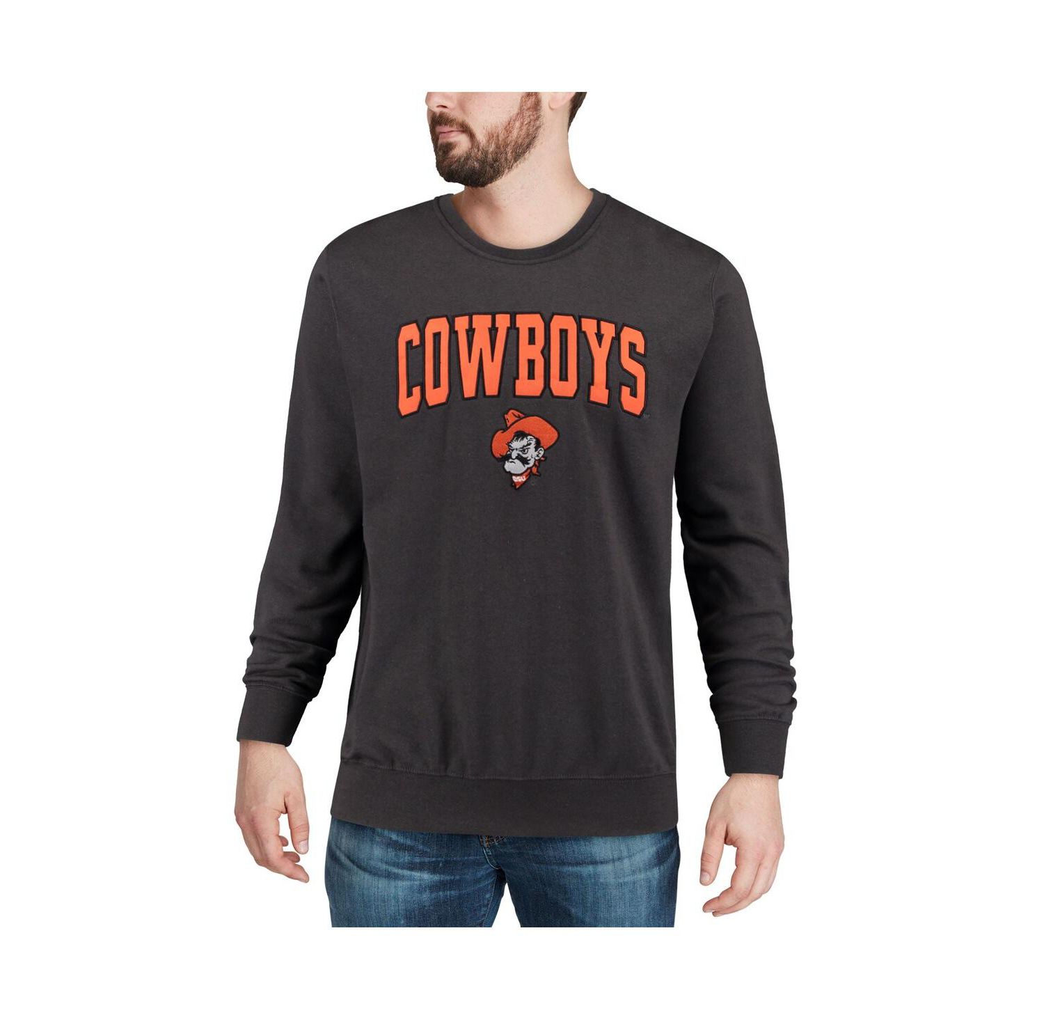 Men's Oklahoma State Cowboys Arch and Logo Crew Neck Sweatshirt