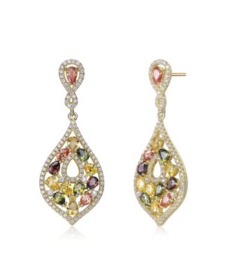 Sterling Multi Colored Cubic Zirconia Accent Dangle Earrings