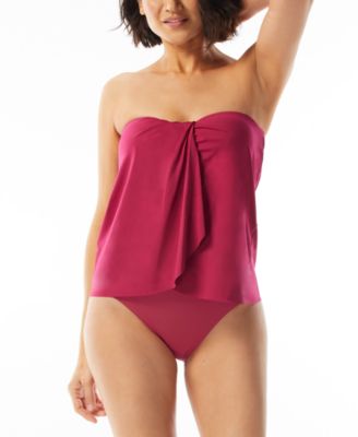 Coco Reef Contours Bra Sized Clarity Bandeau Tankini Top High Waist Bikini Bottoms Women's Swimsuit