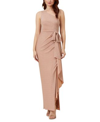 Adrianna Papell - Women's Metallic One-Shoulder Bow Gown