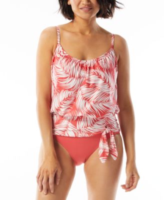 Coco Reef Contours Clarity Printed Tankini Top Ruched Hipster Solid Bottoms Women's Swimsuit