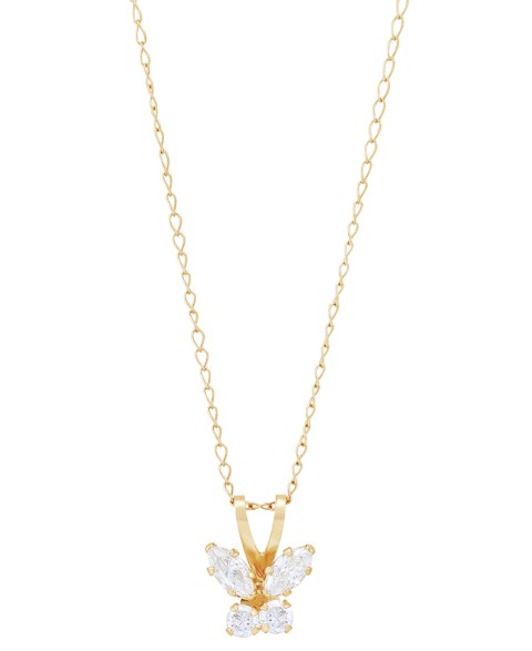 Детские Macy's Children's Cubic Zirconia Butterfly 15" Pendant Necklace in 14k Gold