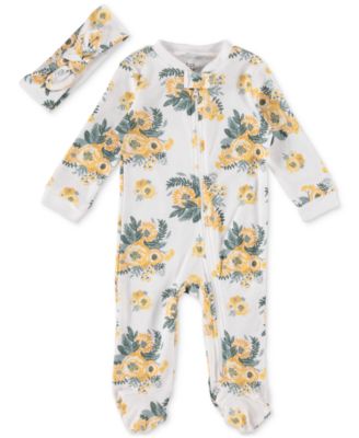 Chickpea - Baby Girls 2-Pc. Footed Coverall & Headband Set