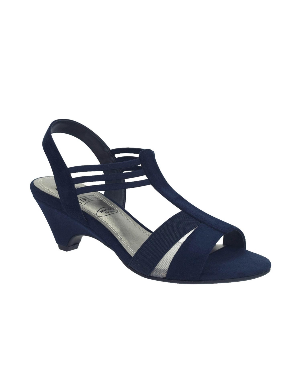 Impo Women's Estrella Memory Foam Stretch Dress Sandals In Midnight Blue- Crepe Stretch