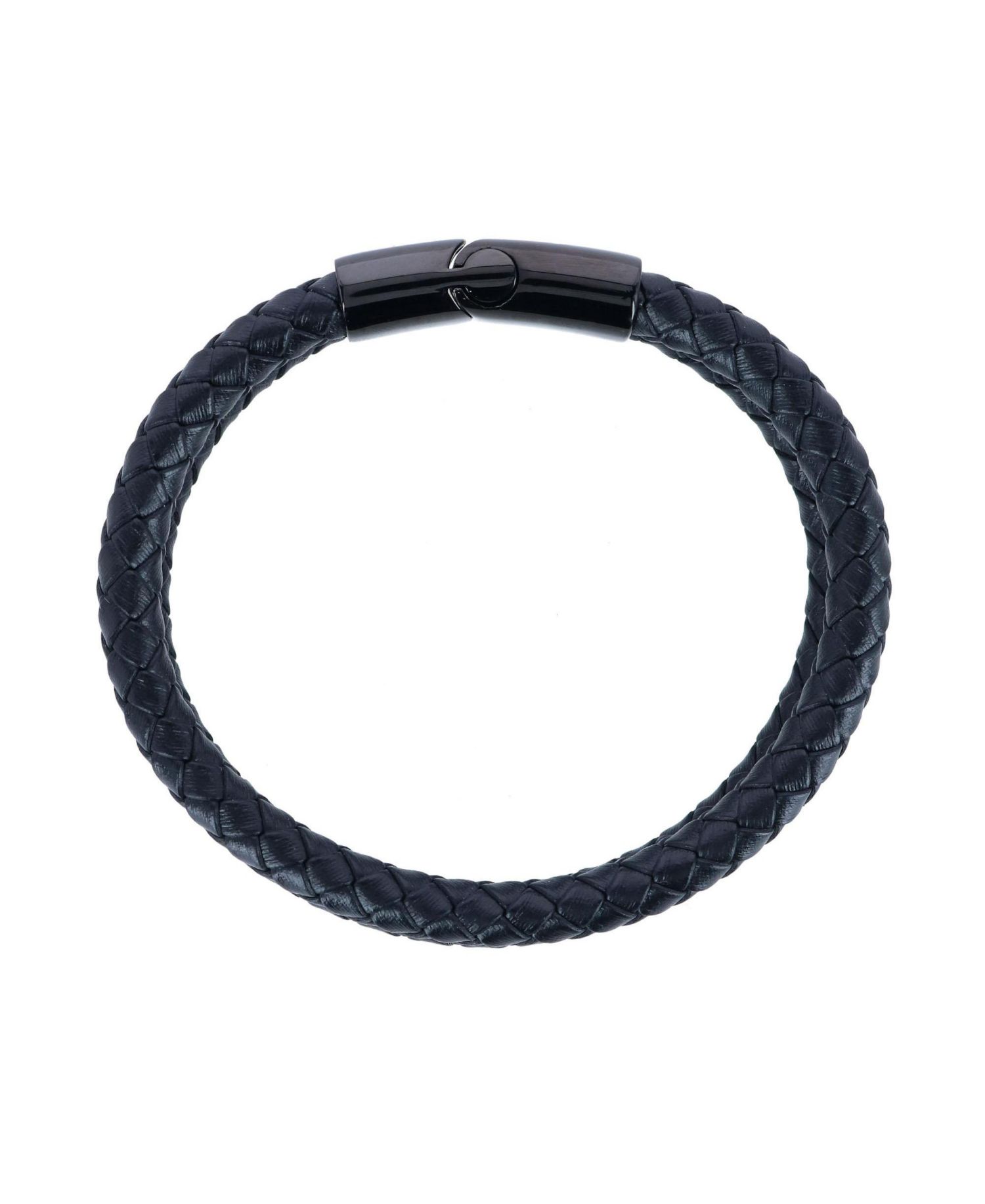 Simple Double Band Braided Secure Clasp Leather Bracelet