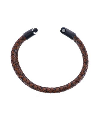 Simple Double Band Braided Secure Clasp Leather Bracelet
