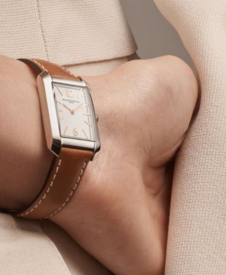 Women's Swiss Hampton Brown Leather Strap Watch 22x35mm