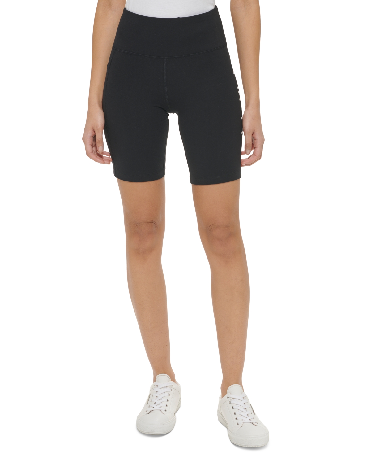 Calvin Klein Performance Women's High-waist Pull-on Pocket Biker Shorts In Black