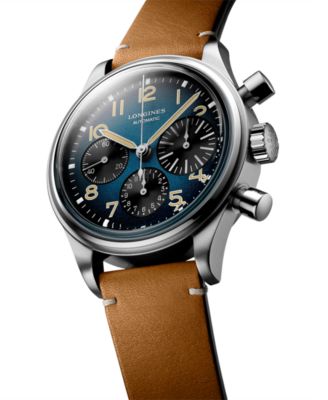 Men's Swiss Automatic Chronograph Avigation BigEye Brown Leather Strap 41mm