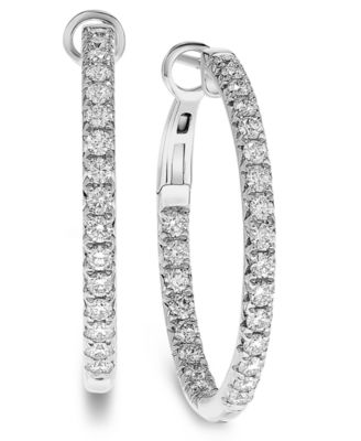 Diamond In & Out Hoop Earrings (1 ct. t.w.) in 14k Gold