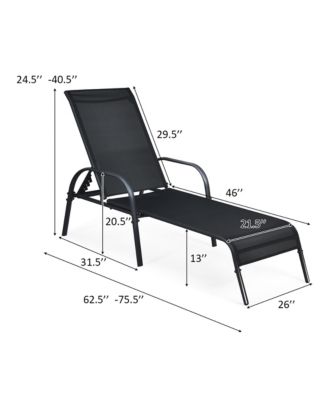 Set of 2 Patio Lounge Chairs Sling Chaise Lounge Recliner Adjustable