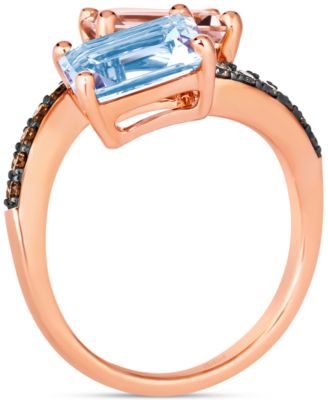 Multi-Gemstone (3-5/8 ct. t.w.) & Diamond (1/5 ct. t.w.) Bypass Ring in 14k Rose Gold