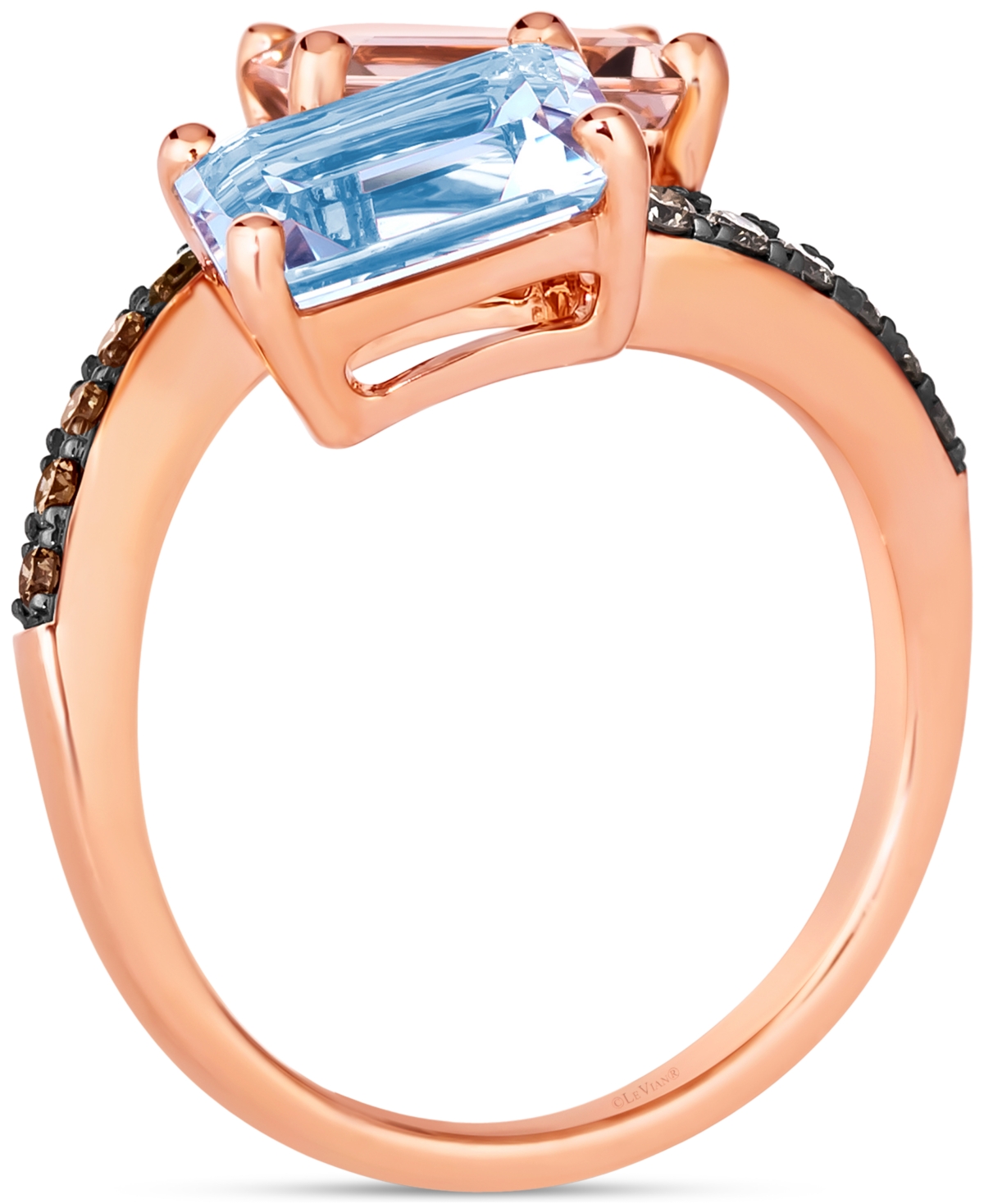 Le Vian Multi-Gemstone (3-5/8 ct. t.w.) & Diamond (1/5 ct. t.w.) Bypass Ring in 14k Rose Gold