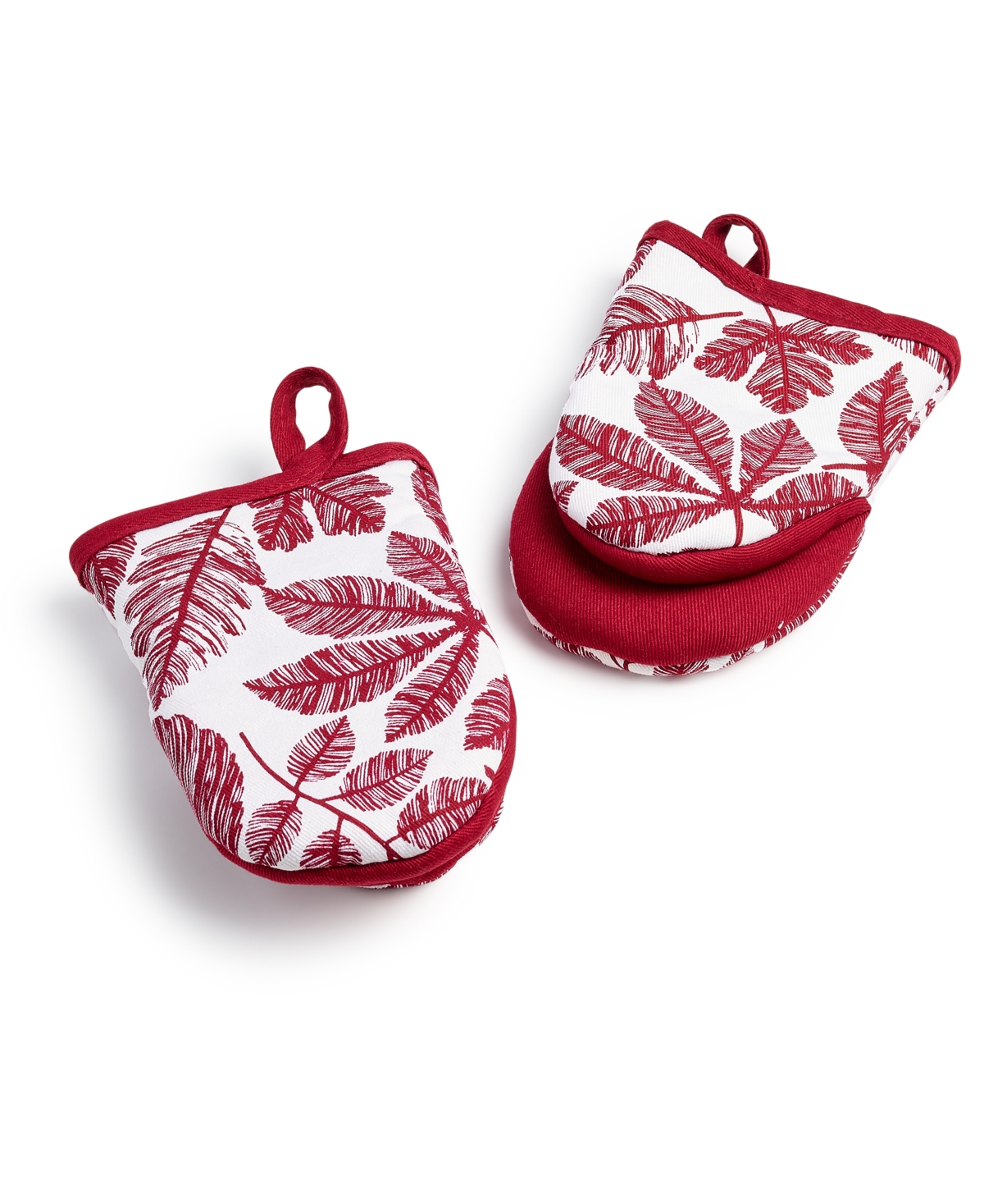 Harvest 2-Pc. Leaf-Print Mini Oven Mitts, Created for Macy's
