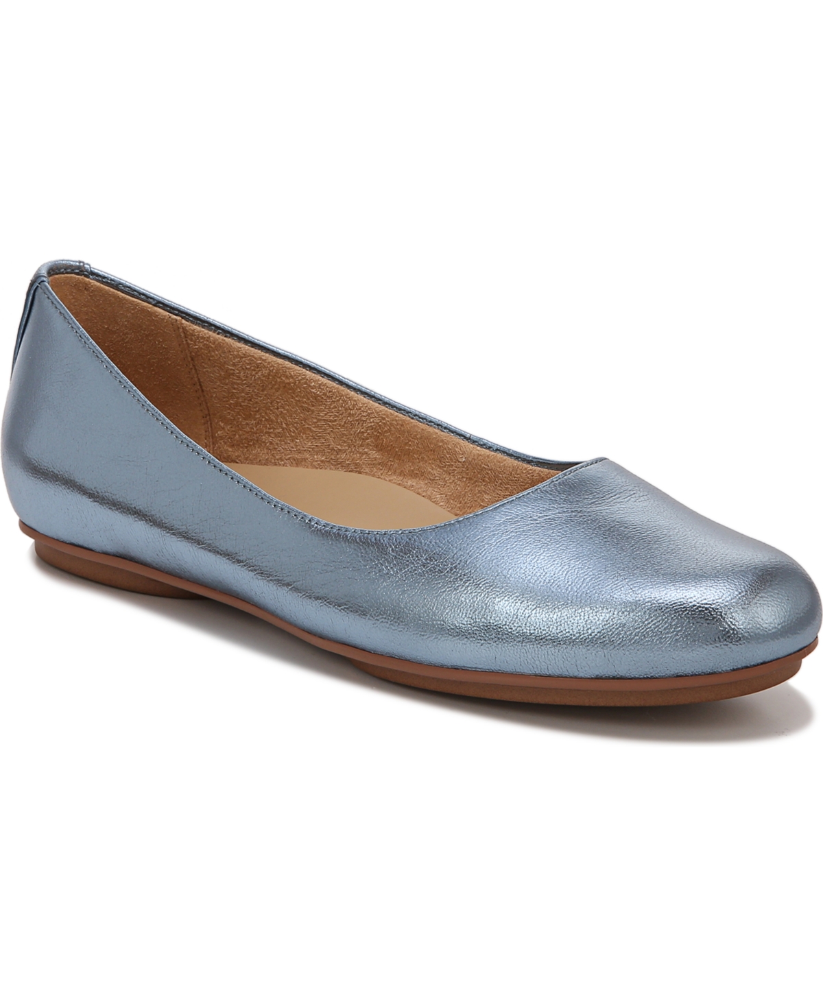 Naturalizer Maxwell Skimmer Flat In Ocean Air Blue Metallic Leather