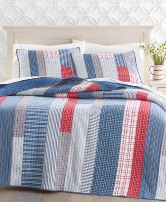 Charter Club Americana Stripe Quilts Created For Macys In Blue Combo