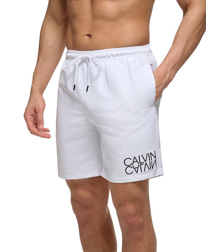 Calvin Klein Men's Regular-Fit UPF 50+ Reflection Logo Swim Trunks - Macy's