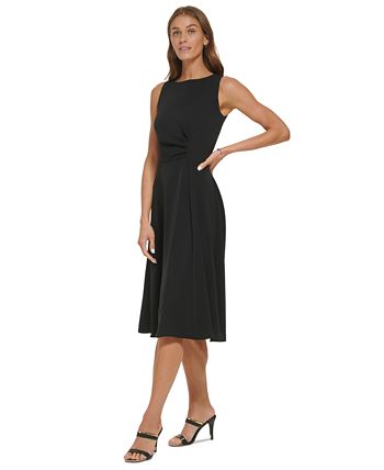 DKNY Women's Boat Neck Pleat-Side Sleeveless Midi Dress - Macy's