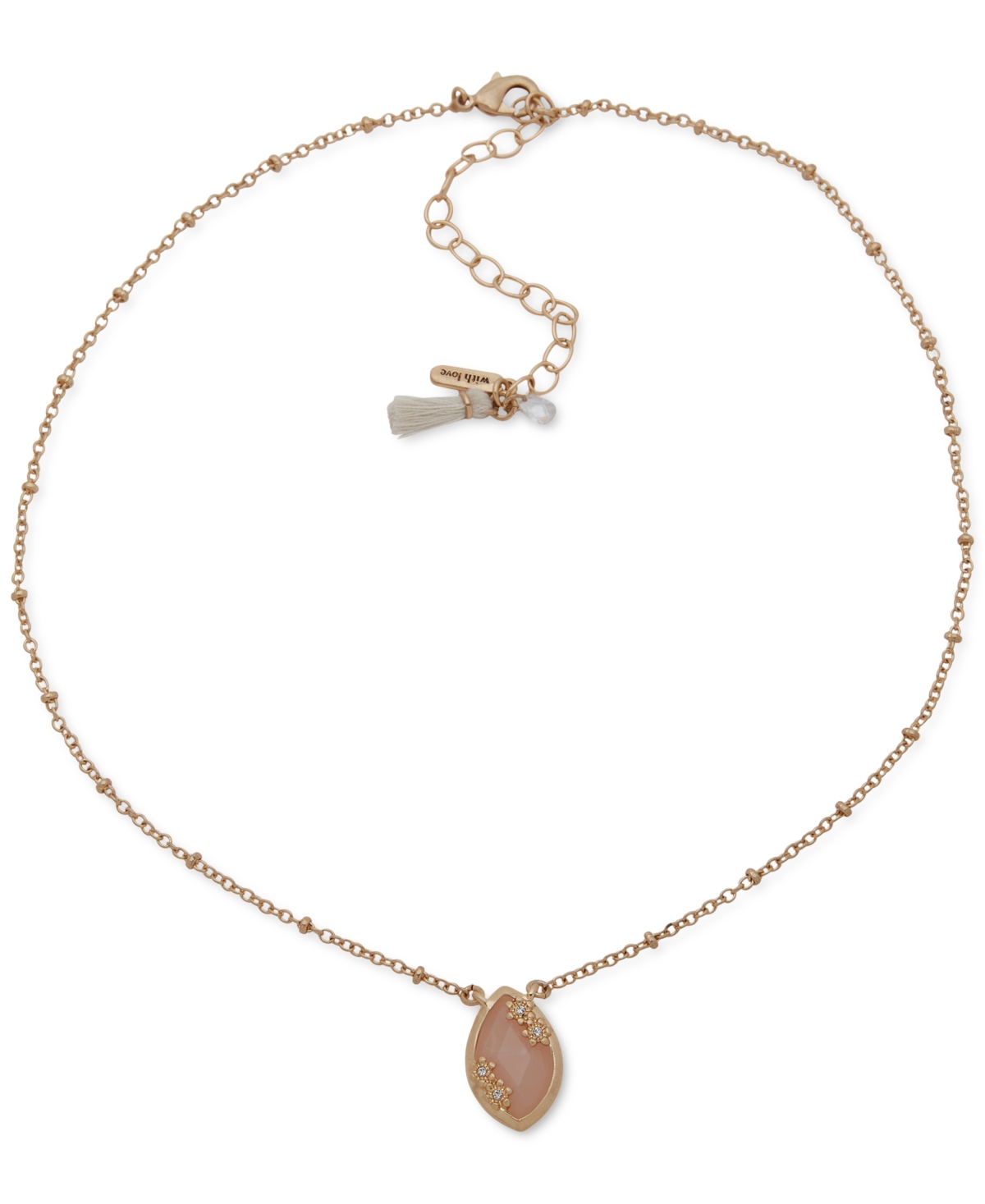 lonna & lilly Gold-Tone Marquis Stone & Flower Pendant Necklace, 16" + 3" extender