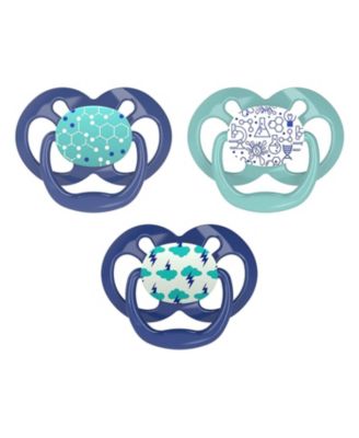 Advantage Symmetrical Pacifier, Blue, Glow in the Dark, 3 Pack, 6-18m