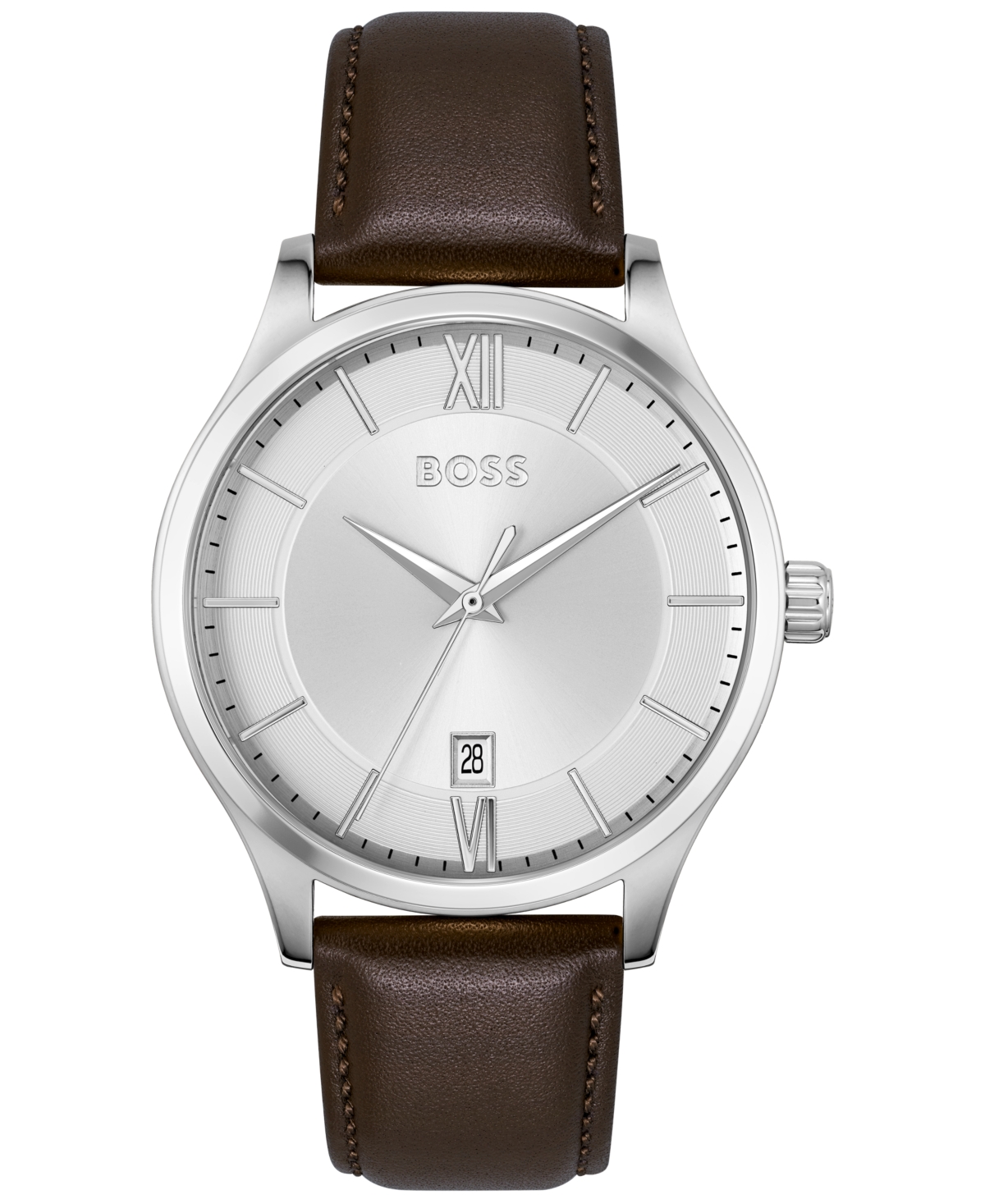 Hugo Boss Men's Elite Quartz Brown Leather Strap Watch 41mm