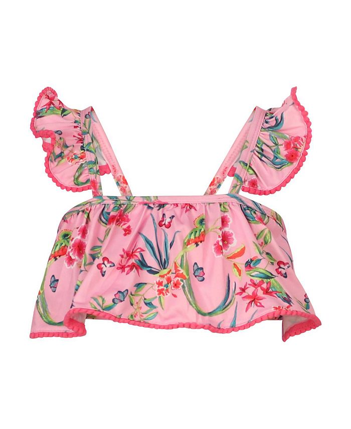 Vince Camuto Big Girls Floral Print Swimsuit, 2 Piece Set - Macy's