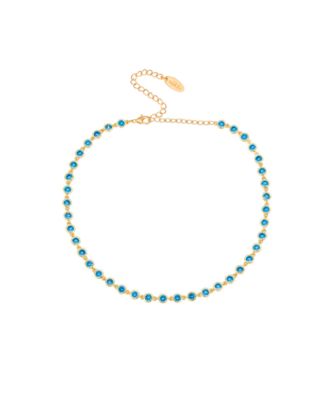 Cubic Zirconia Disc and 18K Gold Plated Link Necklace