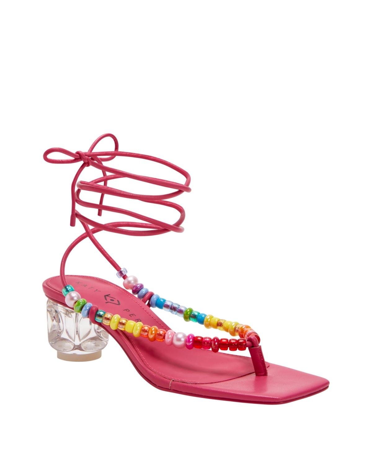 Shop Katy Perry Women's The Cubie Bead Lace Up Sandals In Fuchsia Pink