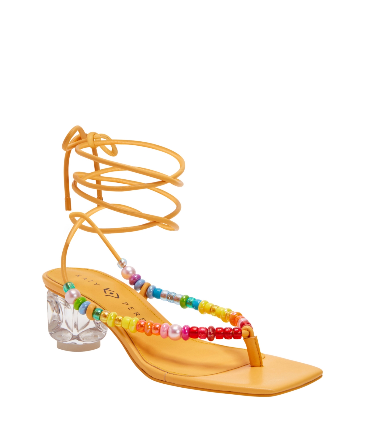 Shop Katy Perry Women's The Cubie Bead Lace Up Sandals In Honeycomb