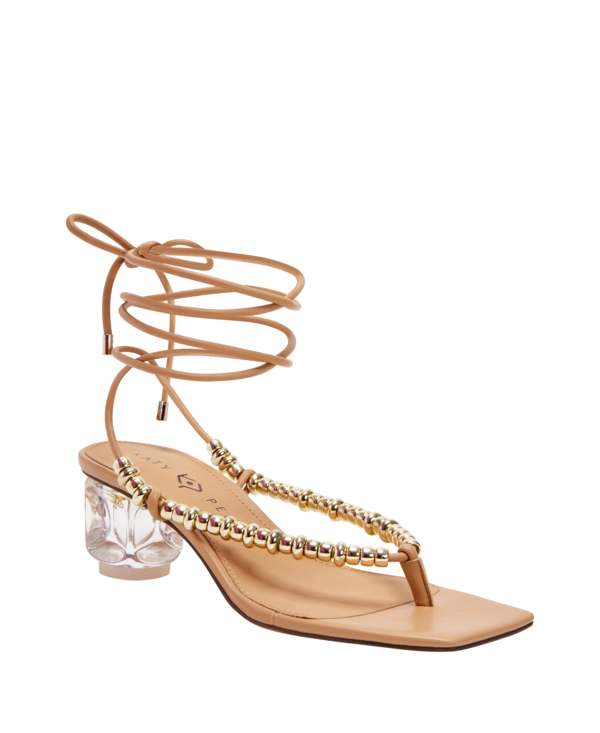 Katy Perry Women's The Cubie Bead Lace Up Sandals In Biscotti