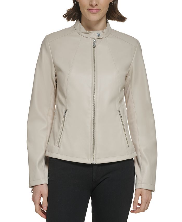 Calvin Klein Women's Faux-Leather Moto Jacket & Reviews - Coats Jackets - Women - Macy's