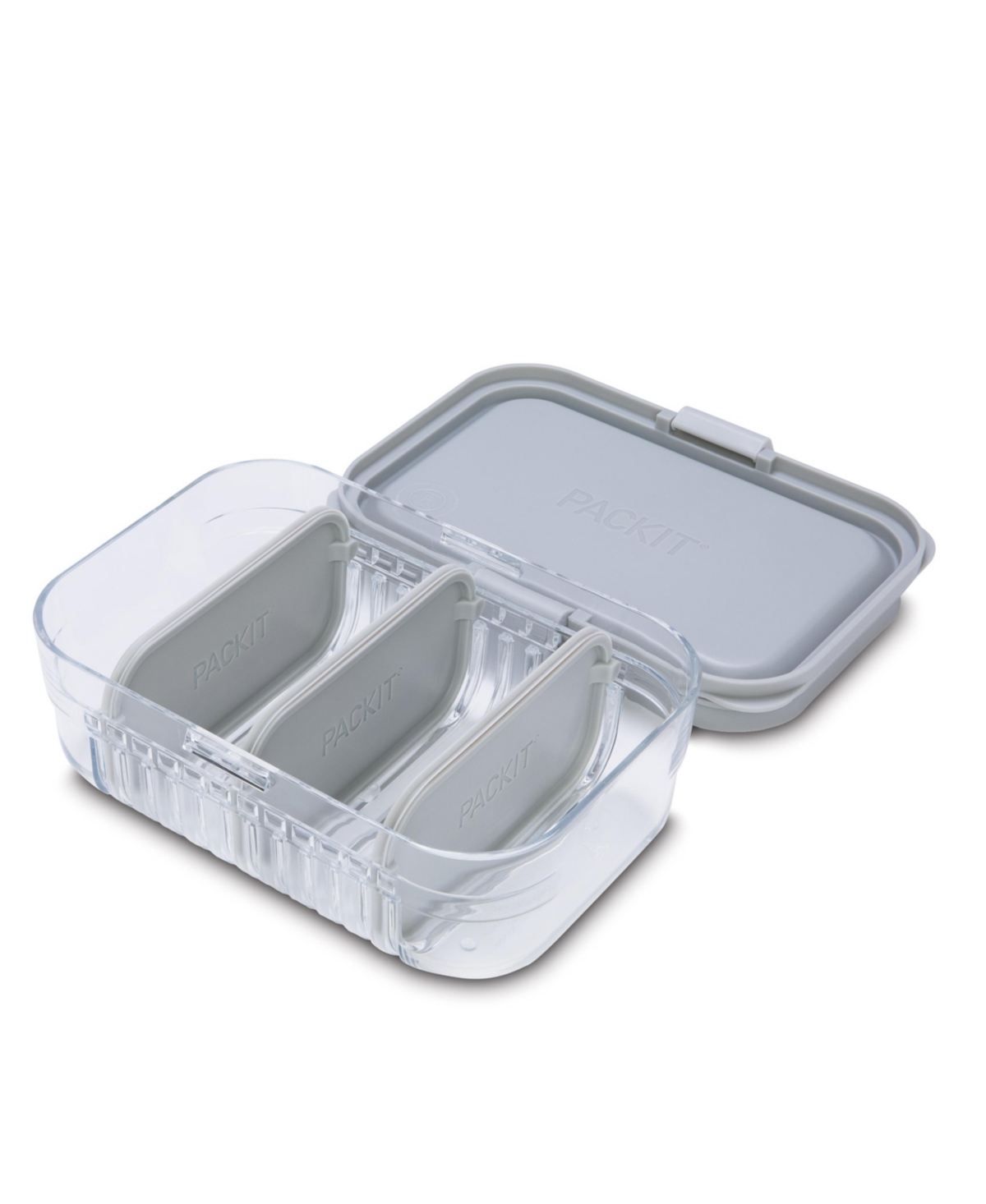 Pack It Mod Lunch Bento And Mod Snack Bento Set, 6 Piece In Steel Gray