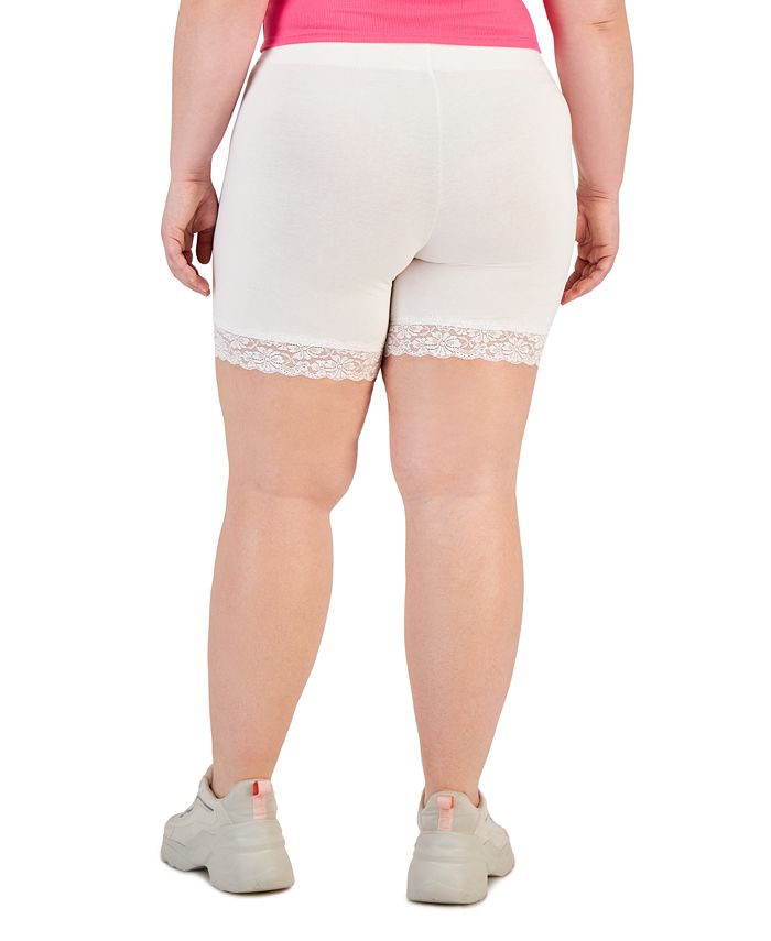 white lace trim bike shorts