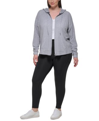 Ruched-Sleeve Zip Hoodie
