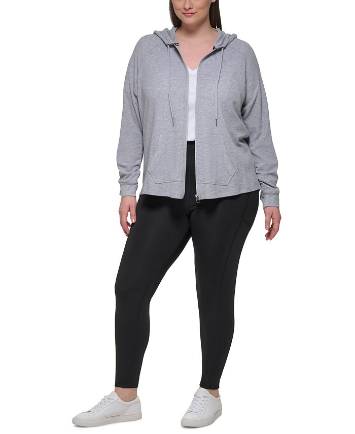 tandarts caravan De databank Calvin Klein Plus Size Ruched-Sleeve Zip Hoodie, T-Shirt & Leggings &  Reviews - Activewear Plus - Women - Macy's