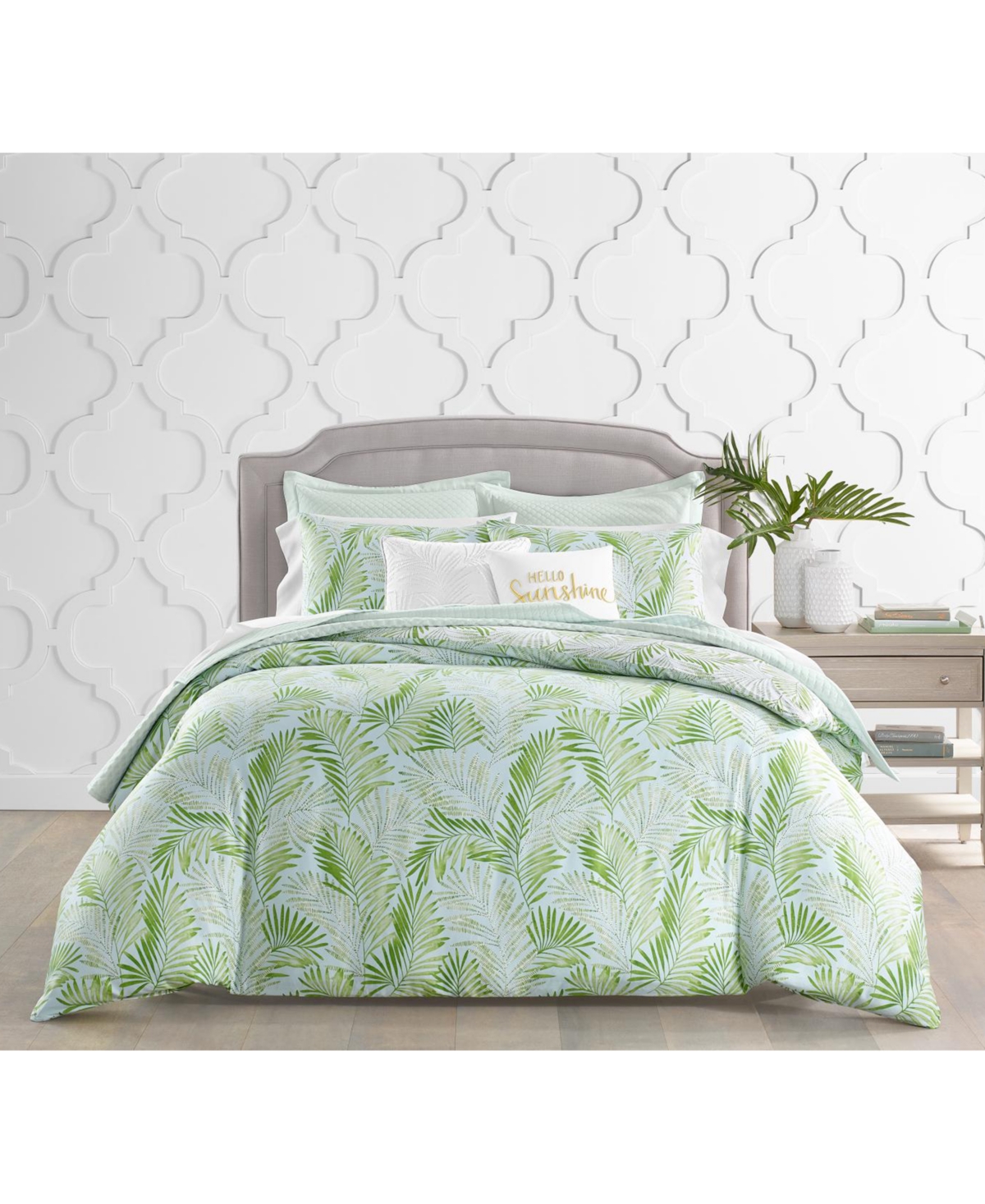 Charter Club Damask Designs Cascading Palms 300-Thread Count 3-Pc. Duvet Cover Set, Full/Queen, Exclusively at Macy's -pastel Gr