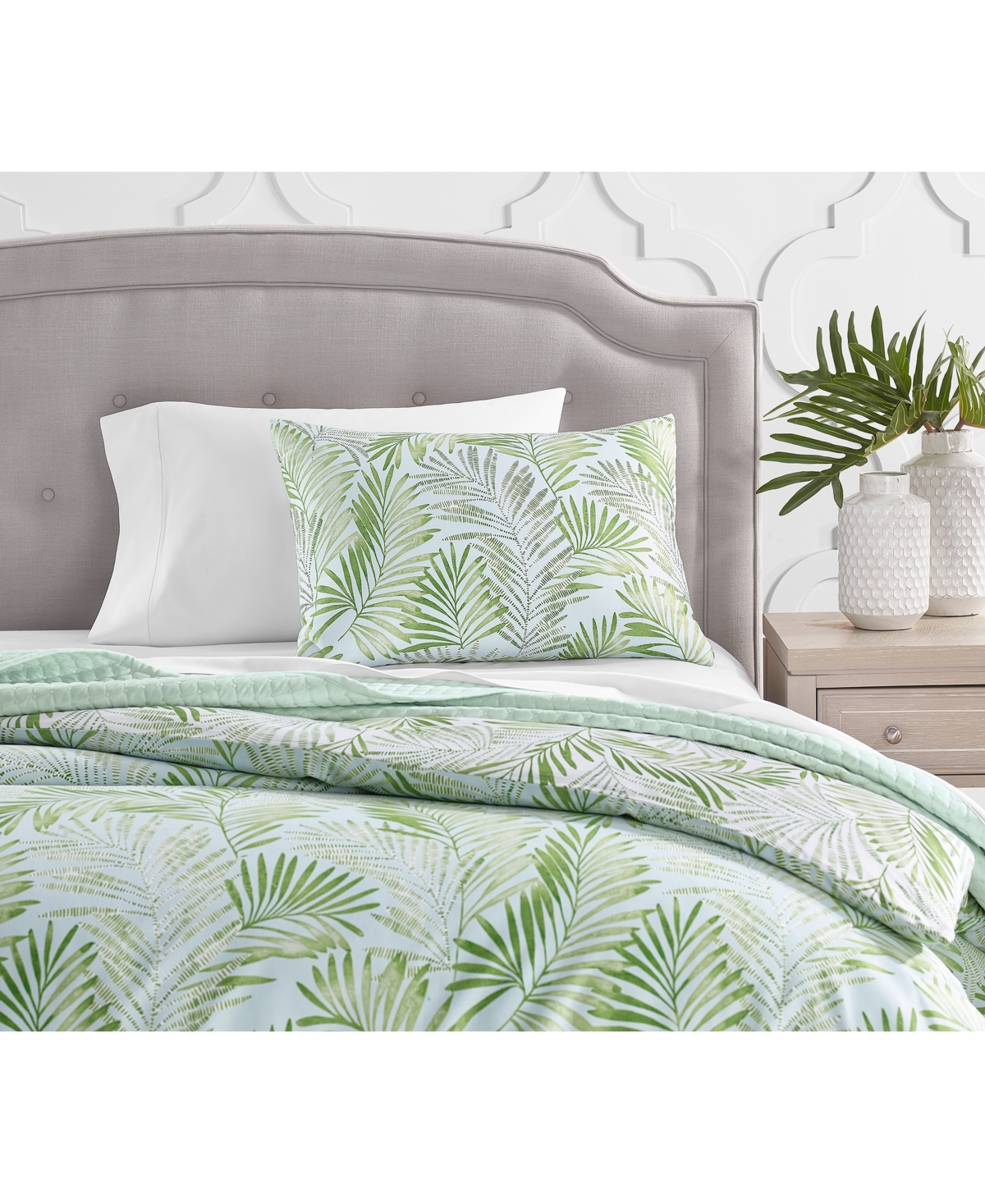 Charter Club Damask Designs Cascading Palms 300-Thread Count 3-Pc. Duvet Cover Set, King, Exclusively at Macy's -pastel Gr