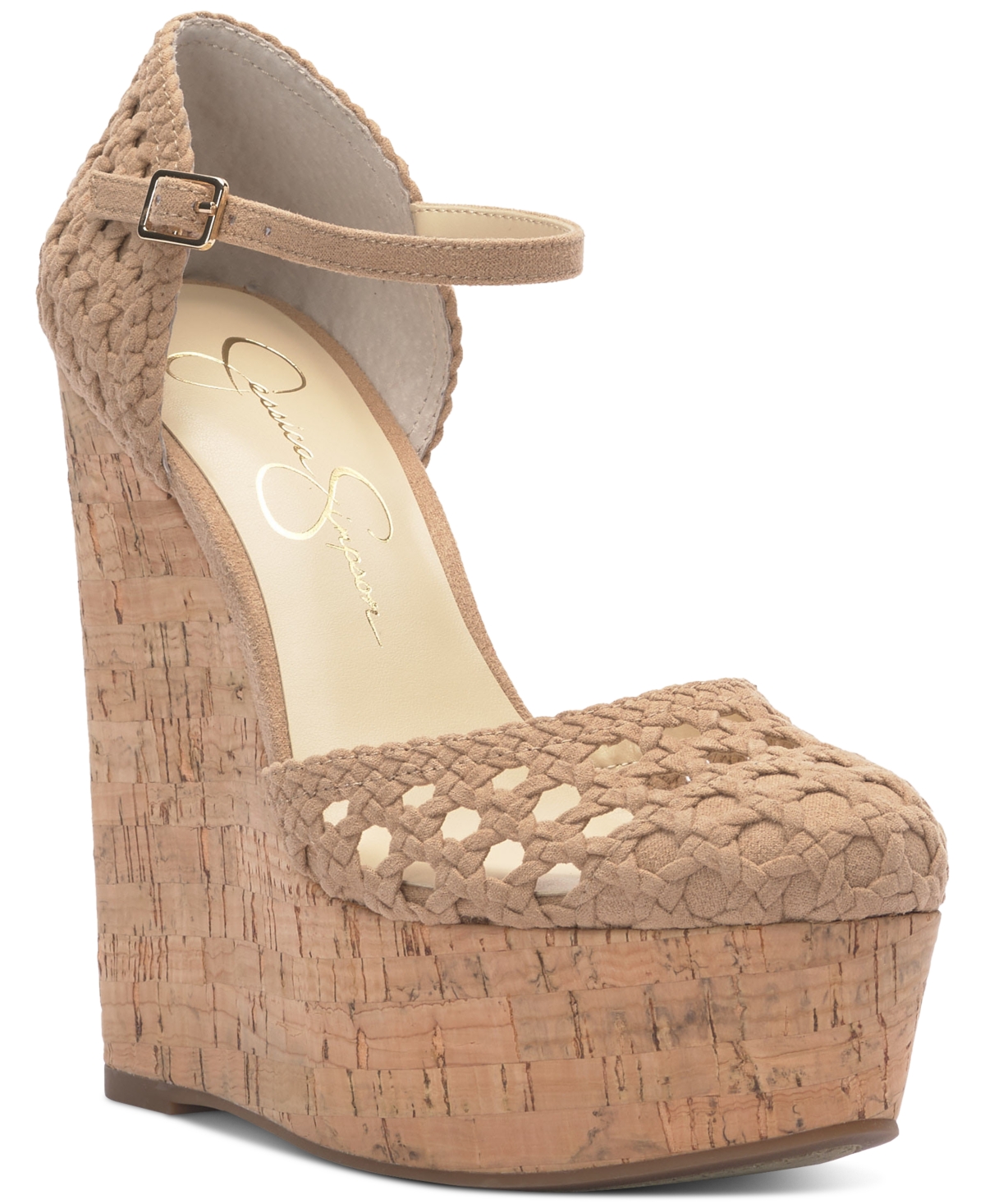 Jessica Simpson Marshela Ankle strap Platform Wedge Sandals In Natural Woven ModeSens