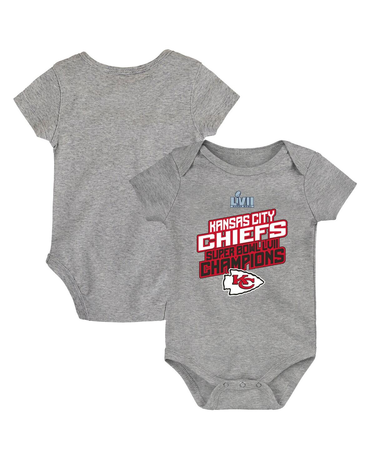 Outerstuff Babies' Infant Boys And Girls Heather Gray Kansas City Chiefs Super Bowl Lvii Champions Lockup Bodysuit