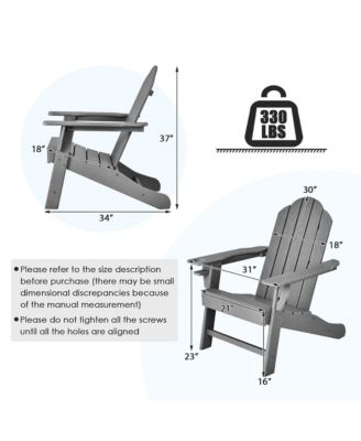 Patio Adirondack Chair Weather Resistant Garden Deck W/Cup Holder