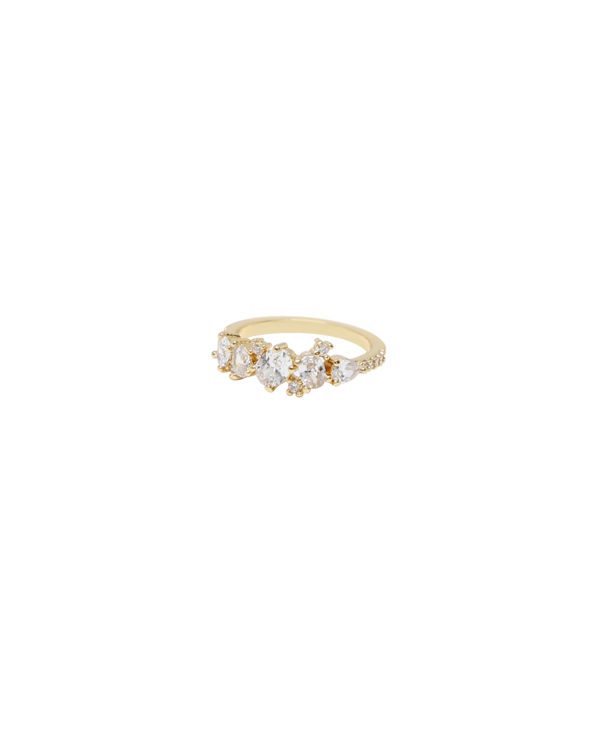 Statement Cubic Zirconia Cluster 18K Gold Plated Ring - Gold