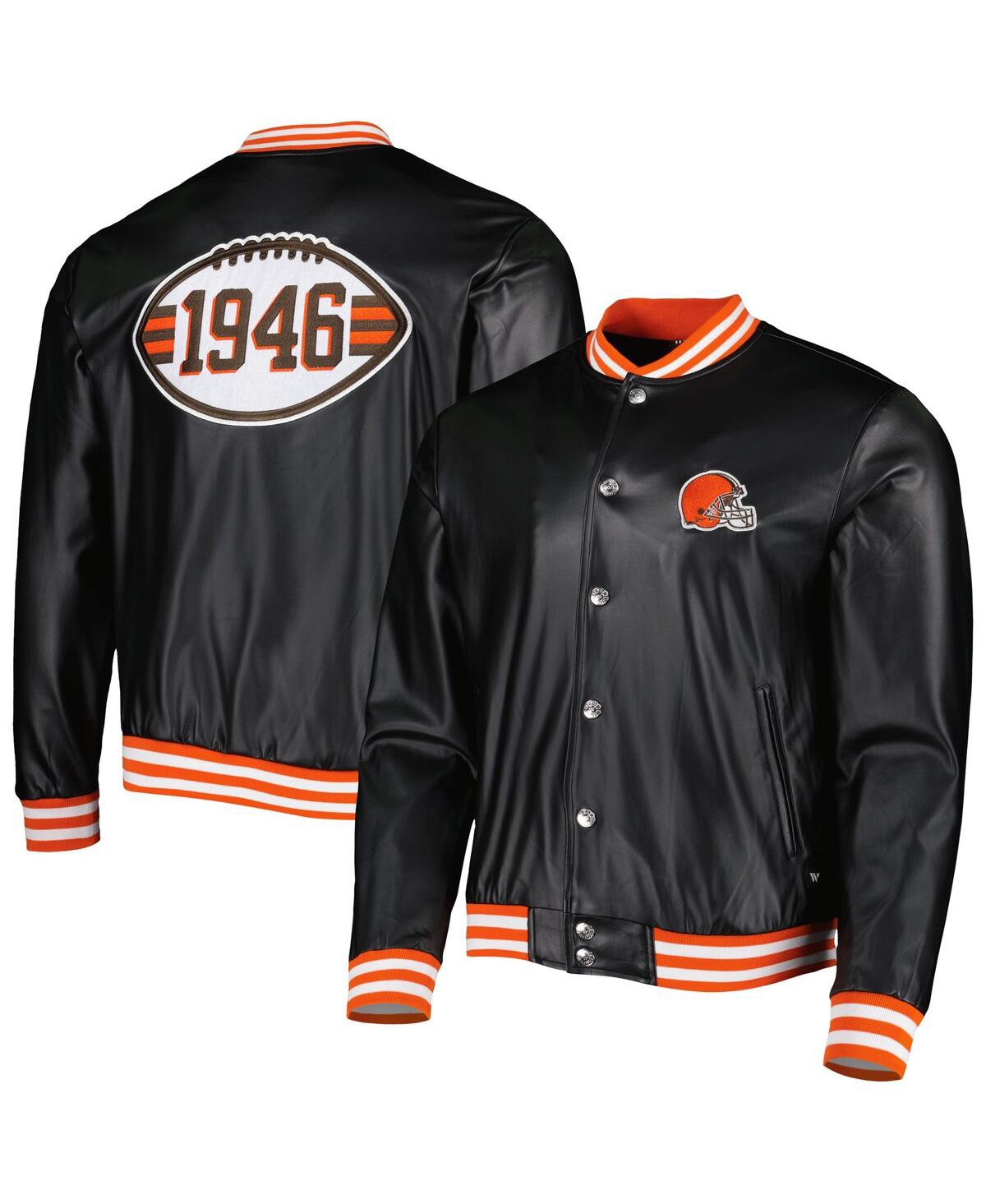 Shop The Wild Collective Men's  Black Cleveland Browns Metallic Bomber Full-snap Jacket
