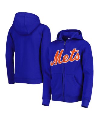 Big Boys Royal New York Mets Wordmark Full-Zip Fleece Hoodie