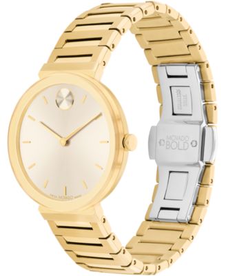 Women's Bold Horizon Swiss Quartz Ionic Plated Light Gold-Tone 2 Steel Watch 34mm