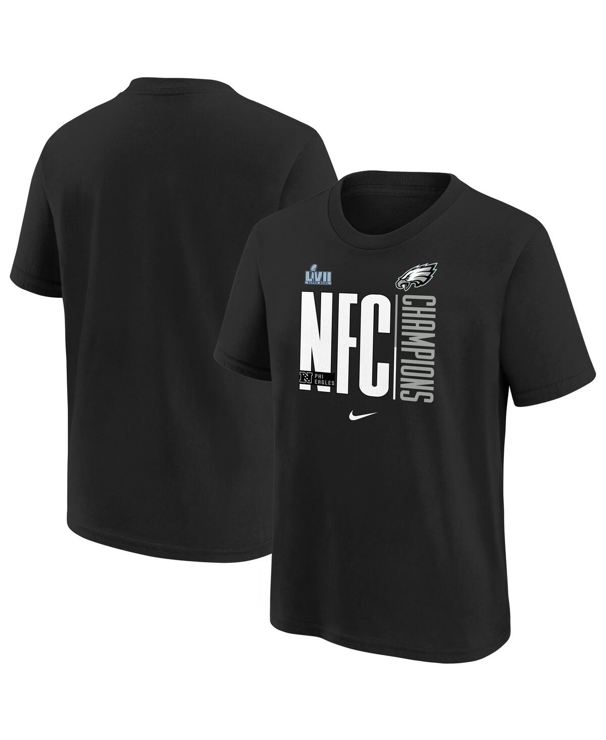 Shop Nike Big Boys  Black Philadelphia Eagles 2022 Nfc Champions Iconic T-shirt
