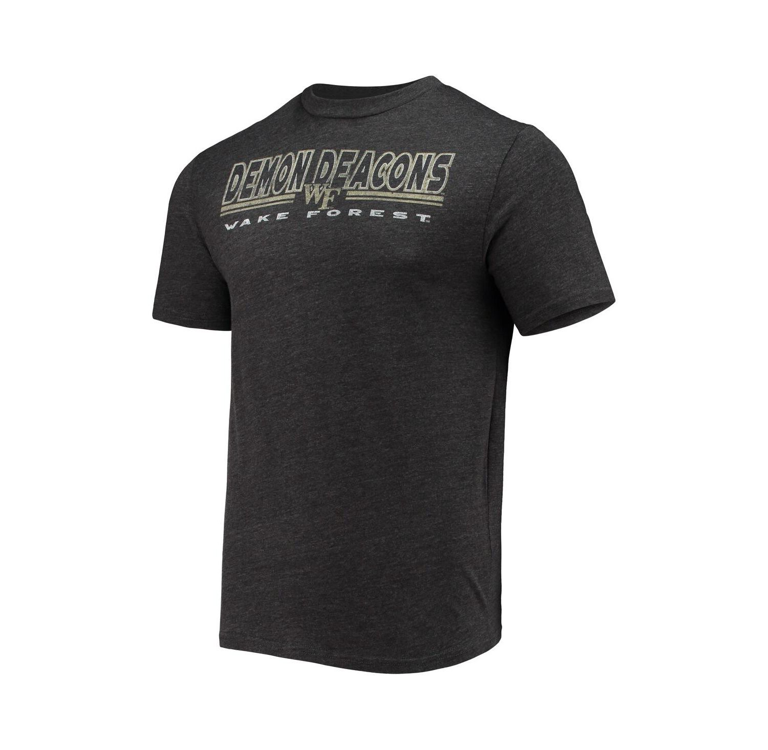 Men's Heathered Charcoal, Black Wake Forest Demon Deacons Meter T-shirt and Pants Sleep Set