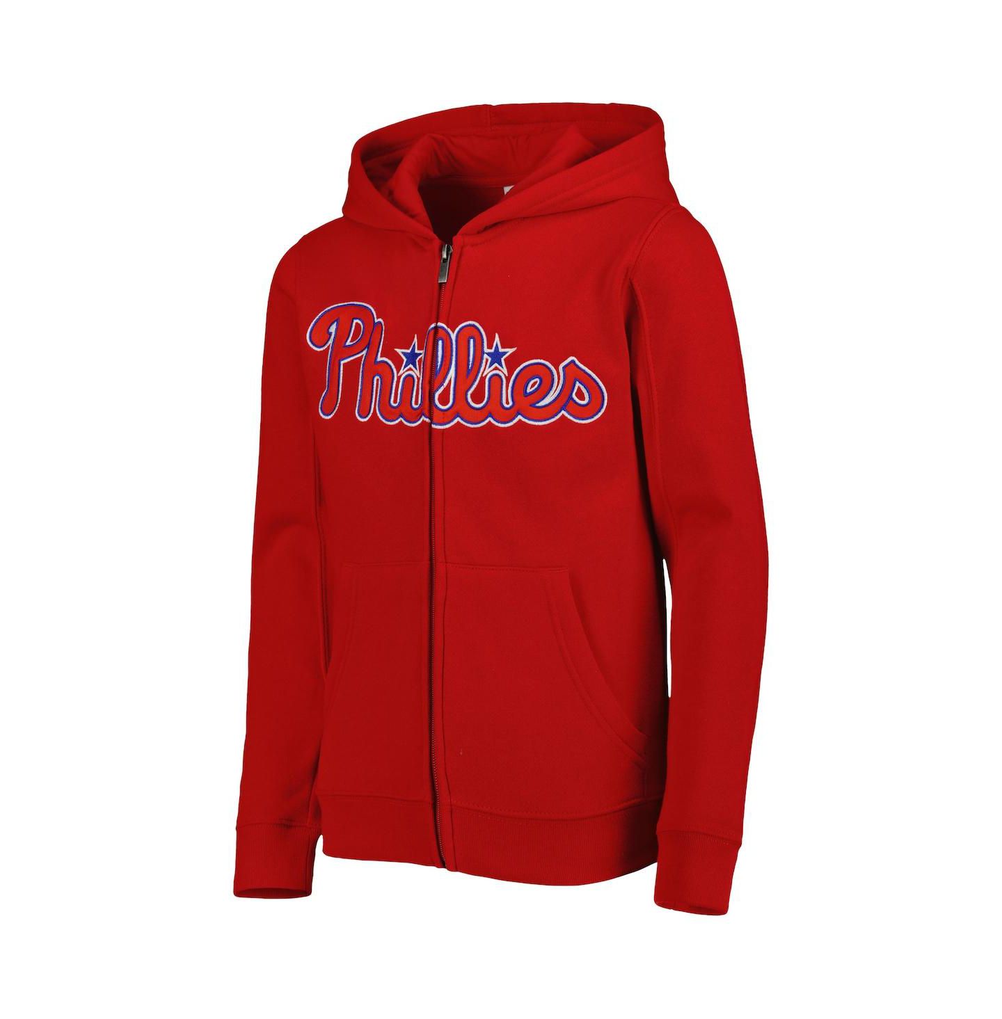 Худи Outerstuff Red Philadelphia Phillies Wordmark Full-Zip Fleece для мальчиков — фото 3