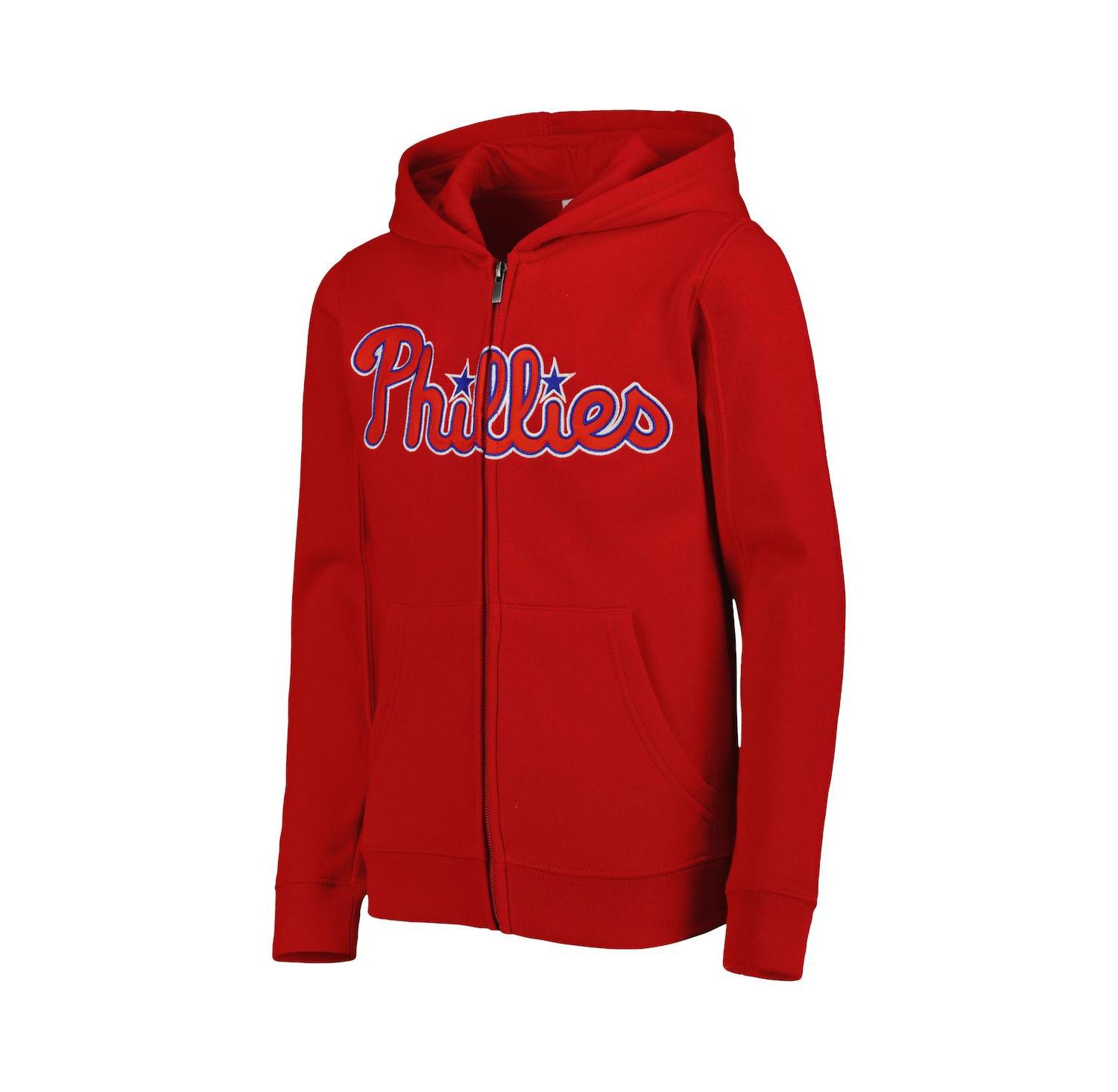 Big Boys Red Philadelphia Phillies Wordmark Full-Zip Fleece Hoodie